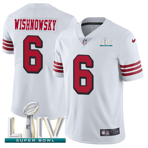 San Francisco 49ers Nike #6 Mitch Wishnowsky White Super Bowl LIV 2020 Rush Youth Stitched NFL Vapor Untouchable Limited Jersey->san francisco 49ers->NFL Jersey